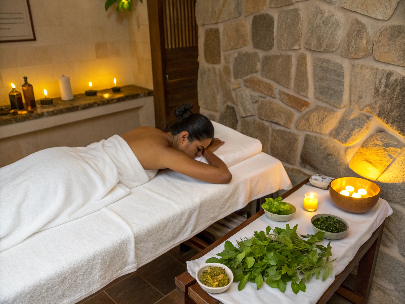 Doğal spa esansları ve vücut bakım uygulaması