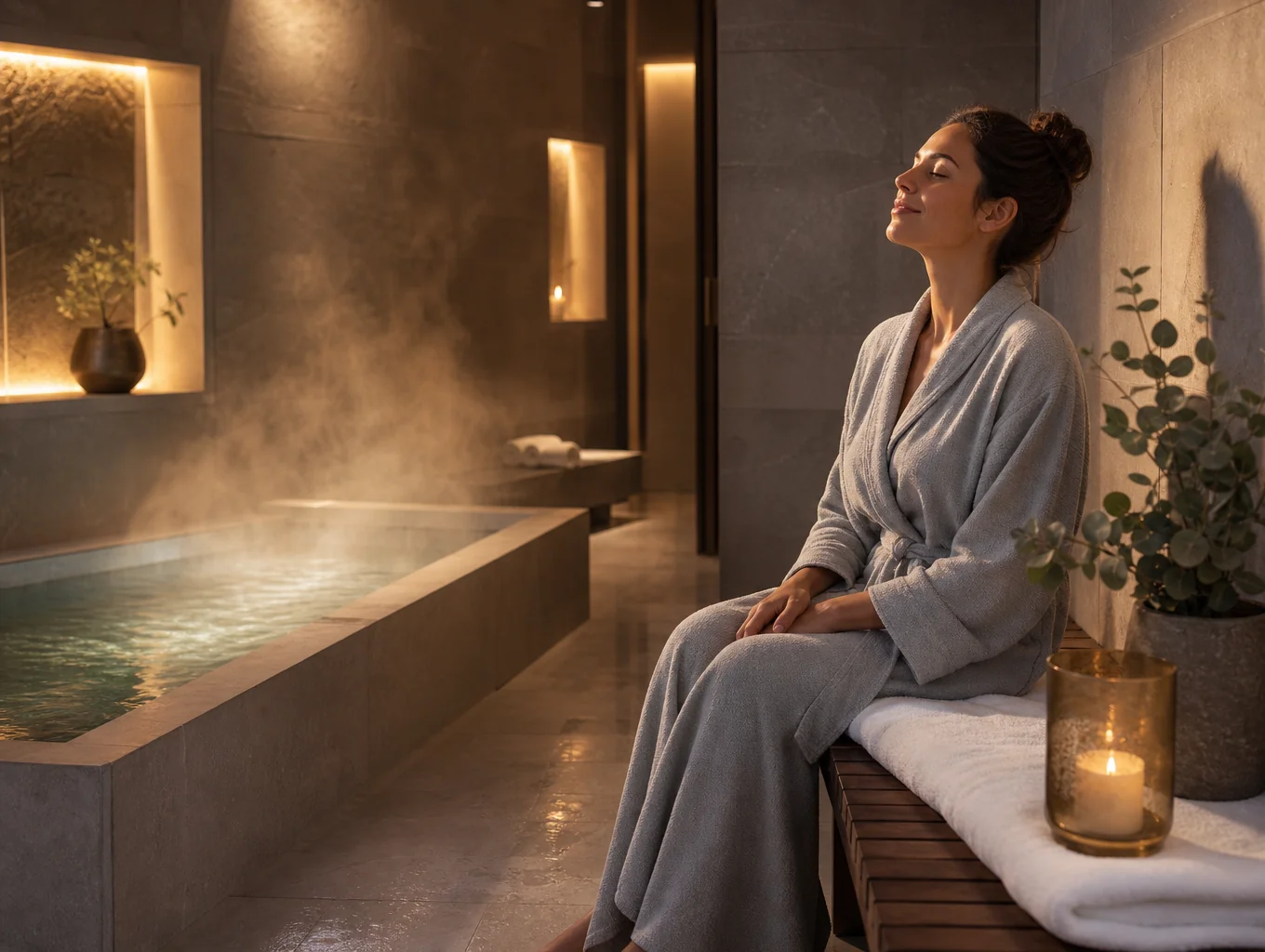 Sıcak bazalt taşları ve mum ışığı eşliğinde spa ritüeli
